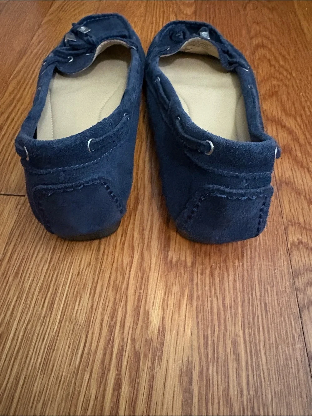 Michael Kors Navy Real Suede Moccasin Loafers Boat Shoes Flats Bow Women’s 6.5